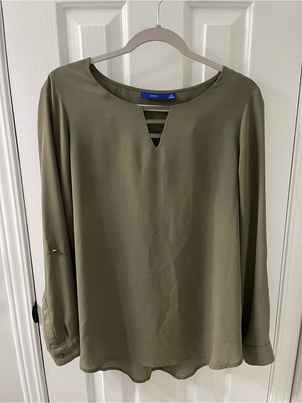 Apt. 9 Olive Long-Sleeve Ladder-Detail Blouse